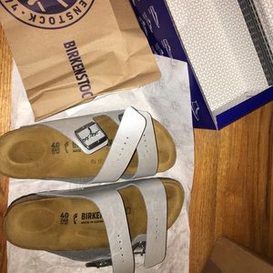 BRAND NEW, AUTHENTIC, SILVER BIRKENSTOCK SANDALS
